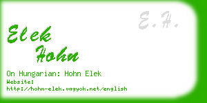 elek hohn business card